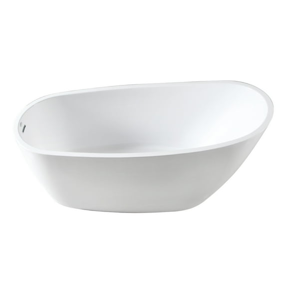 Kingston Brass VTRS723228 72-Inch Acrylic Oval Single Slipper Freestanding Tub with Drain in Glossy White