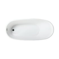 Kingston Brass VTRS723228C310 72-Inch Acrylic Oval Single Slipper Freestanding Tub with Drain in Glossy White/Matte Black