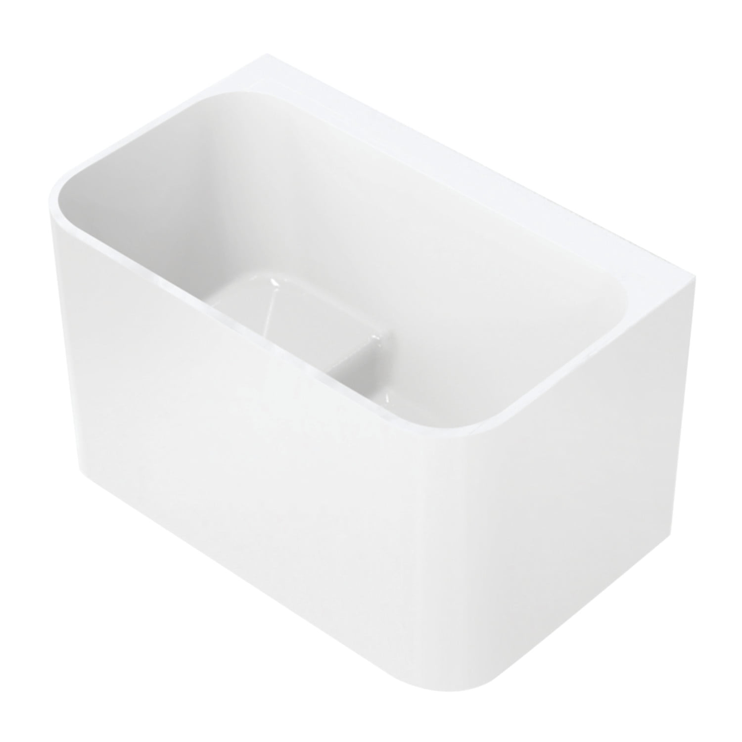 Glossy White Acrylic Rectangular Freestanding Tub with Integrated Seat