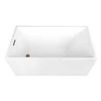 Kingston Brass VTSQ512823C413 51-Inch Acrylic Rectangular Double Ended Freestanding Tub with Drain in Glossy White/Antique Brass