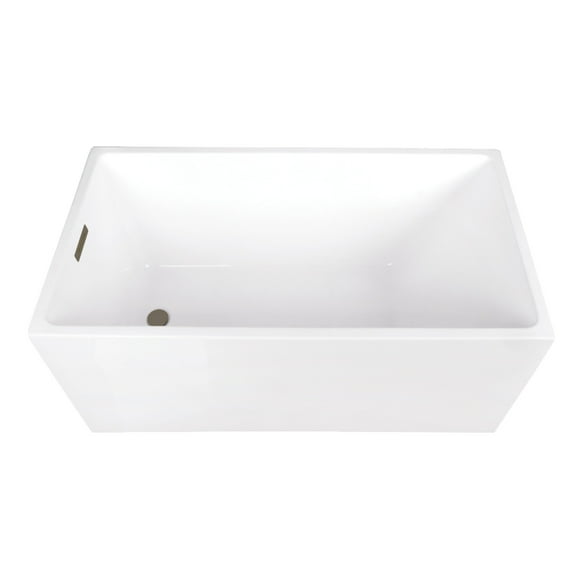 Kingston Brass VTSQ512823C413 51-Inch Acrylic Rectangular Double Ended Freestanding Tub with Drain in Glossy White/Antique Brass
