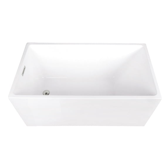Kingston Brass VTSQ512823C416 51-Inch Acrylic Rectangular Double Ended Freestanding Tub with Drain in Glossy White/Polished Nickel