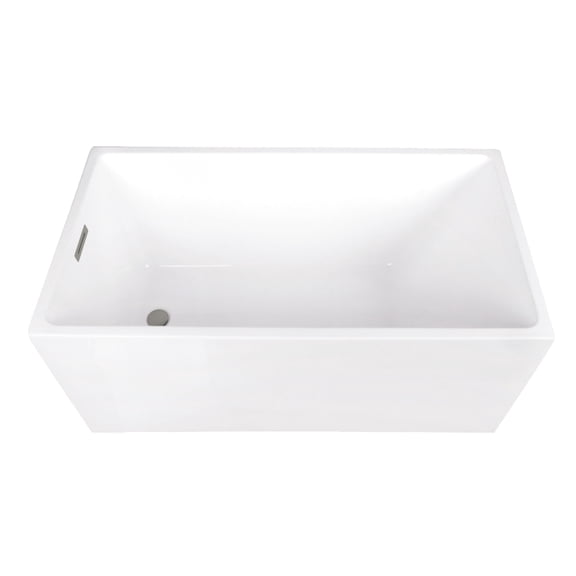 Kingston Brass VTSQ512823C418 51-Inch Acrylic Rectangular Double Ended Freestanding Tub with Drain in Glossy White/Brushed Nickel