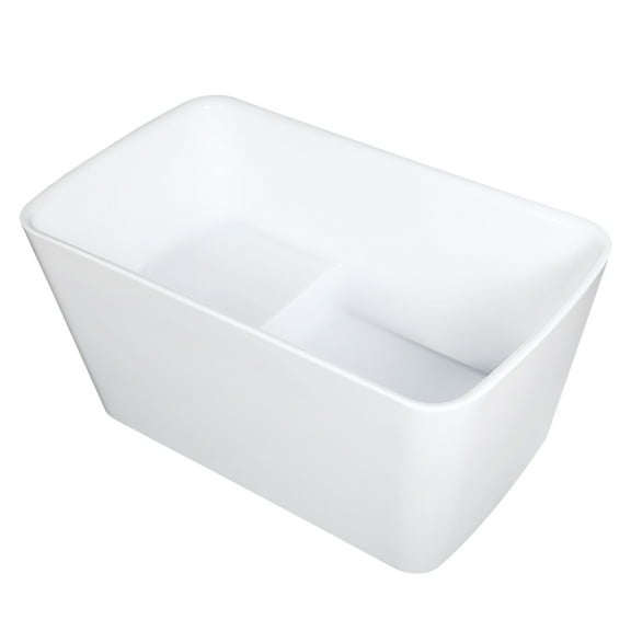 Kingston Brass VTSQ553226S Aqua Eden 55" Acrylic Freestanding Tub with Drain and Integrated Seat, Glossy White
