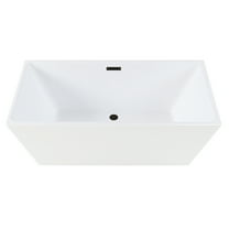 Kingston Brass VTSQ593223C410 59-Inch Acrylic Rectangular Double Ended Freestanding Tub with Drain in Glossy White/Matte Black