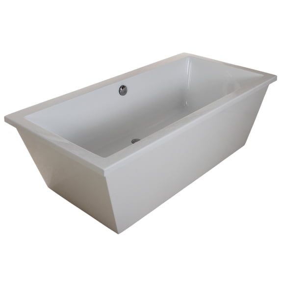 Kingston Brass VTSQ663422 66-Inch Acrylic Rectangular Double Ended Freestanding Tub with Drain in Glossy White