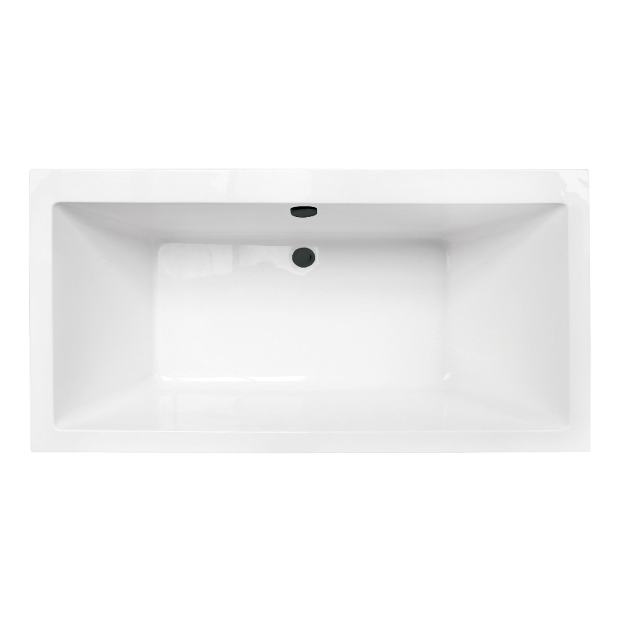 66-Inch Glossy White and Matte Black Acrylic Freestanding Tub
