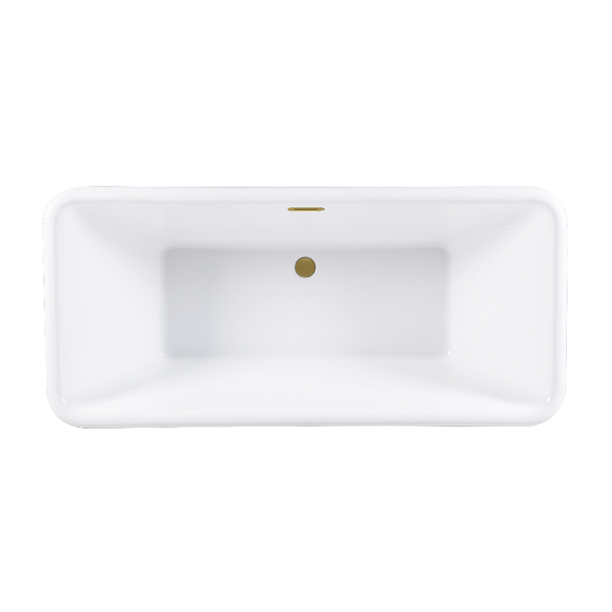 Kingston Brass VTSQ713224C427 71-Inch Acrylic Oval Rectangular Double Ended Pedestal Tub with Drain (No Faucet Drillings) in Glossy White/Brushed Brass
