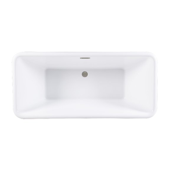 Kingston Brass VTSQ713224C428 71-Inch Acrylic Oval Rectangular Double Ended Pedestal Tub with Drain (No Faucet Drillings) in Glossy White/Brushed Nickel
