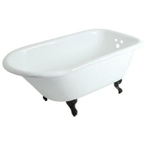 Aqua Eden VCT3D663019NT0 66" Cast Iron Oval Rectangular Roll Top Clawfoot Tub (3-3/8" Wall Drillings), White/Matte Black