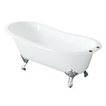 Aqua Eden VCT7D5731B1 57" Cast Iron Oval Single Slipper Clawfoot Tub (7" Faucet Drillings), White/Polished Chrome