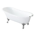 thumbnail image 1 of Aqua Eden VCT7D5731B8 57" Cast Iron Oval Single Slipper Clawfoot Tub (7" Faucet Drillings), White/Brushed Nickel, 1 of 5