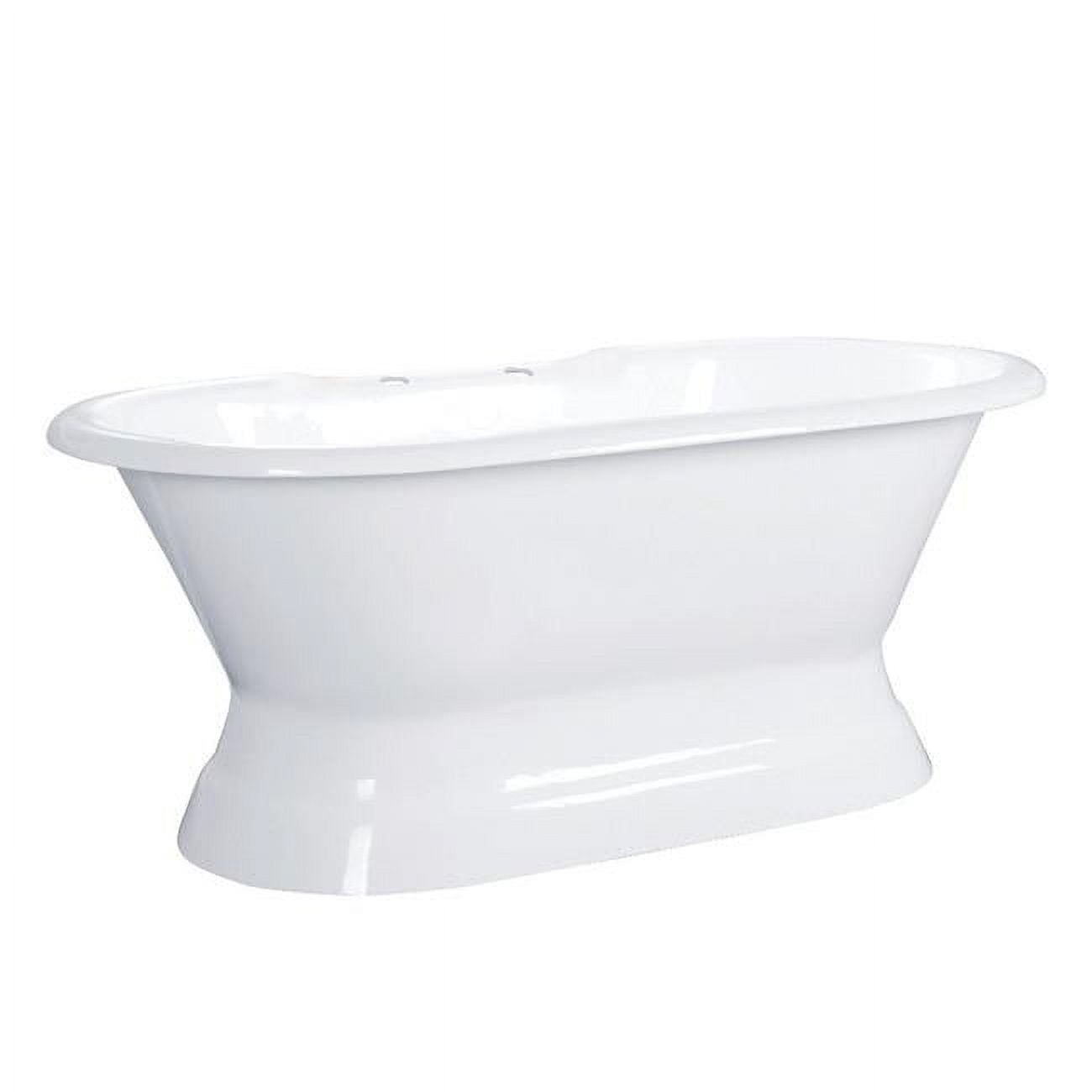 White Cast Iron Oval Pedestal Tub with Clawfoot Design