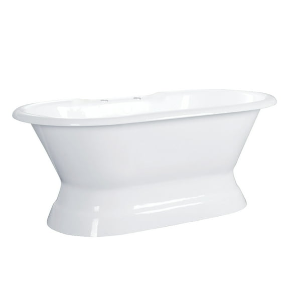 Aqua Eden VCT7D663024 66" Cast Iron Oval Double Ended Pedestal Tub (7" Faucet Drillings), White