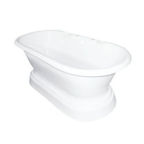 Aqua Eden VCT7D663025 66" Cast Iron Oval Double Ended Pedestal Tub (7" Faucet Drillings), White