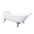 thumbnail image 1 of Aqua Eden VCT7D6630NF1 67" Cast Iron Classic Flat-Rim Single Slipper Clawfoot Tub (7" Faucet Drillings), White/Polished Chrome, 1 of 8