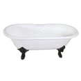 thumbnail image 1 of Aqua Eden VCT7DE7232NL0 72" Cast Iron Oval Double Ended Clawfoot Tub (7" Faucet Drillings), White/Matte Black, 1 of 6