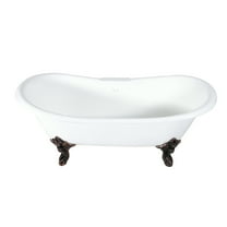 Aqua Eden VCT7DS7231NL5 72" Cast Iron Oval Double Slipper Clawfoot Tub (7" Faucet Drillings), White/Oil Rubbed Bronze