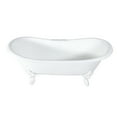 thumbnail image 1 of Aqua Eden VCT7DS7231NLW 72" Cast Iron Oval Double Slipper Clawfoot Tub (7" Faucet Drillings), White, 1 of 8