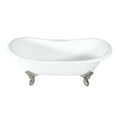 thumbnail image 1 of Aqua Eden VCT7DS7231NL8 72" Cast Iron Oval Double Slipper Clawfoot Tub (7" Faucet Drillings), White/Brushed Nickel, 1 of 8