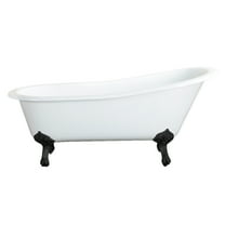 Aqua Eden VCTND5431B0 54" Cast Iron Oval Single Slipper Clawfoot Tub (No Faucet Drillings), White/Matte Black