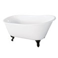 thumbnail image 1 of Aqua Eden VCTND5728NT5 57" Cast Iron Oval Single Slipper Clawfoot Tub (No Faucet Drillings), White/Oil Rubbed Bronze, 1 of 5