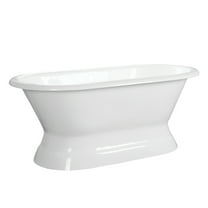 Aqua Eden VCTND663024 66" Cast Iron Oval Double Ended Pedestal Tub (No Faucet Drillings), White