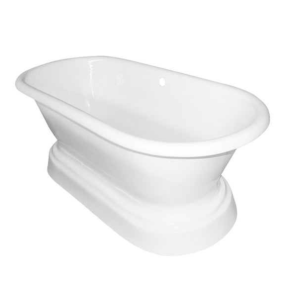 Aqua Eden VCTND663025 66" Cast Iron Oval Double Ended Pedestal Tub (No Faucet Drillings), White