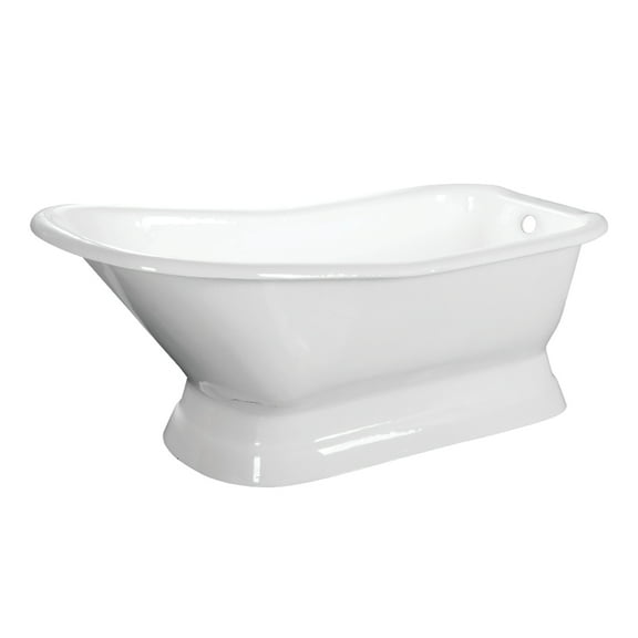 Aqua Eden VCTND663028 66" Cast Iron D-Shaped Single Slipper Pedestal Tub (No Faucet Drillings), White