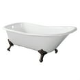 thumbnail image 1 of Aqua Eden VCTND6630NF5 67-Inch Cast Iron Single Slipper Clawfoot Tub (No Faucet Drillings), White/Oil Rubbed Bronze, 1 of 5
