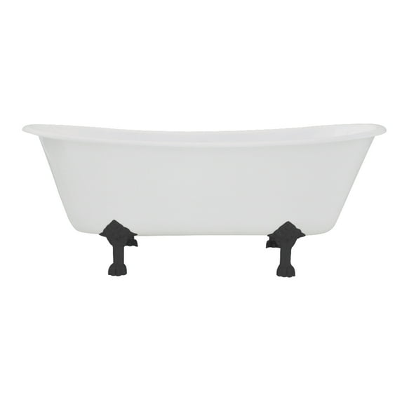 Aqua Eden VCTND6728NH0 67" Cast Iron Oval Double Slipper Clawfoot Tub (No Faucet Drillings), White/Matte Black