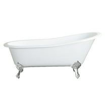 Aqua Eden VCTND673122ZB1 67-Inch Cast Iron Oval Single Slipper Clawfoot Tub (No Faucet Drillings) in White/Polished Chrome