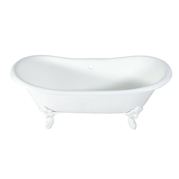 Aqua Eden VCTNDS7231NLW 72" Cast Iron Oval Double Slipper Clawfoot Tub (No Faucet Drillings), White