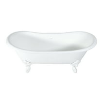 Aqua Eden VCTNDS7231NLW 72" Cast Iron Oval Double Slipper Clawfoot Tub (No Faucet Drillings), White