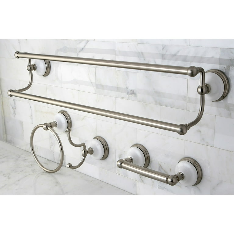 Kingston Brass 4-Piece Restoration Brushed Nickel Decorative Bathroom Hardware Set Kingston Brass 4-Piece Restoration Brushed Nickel Decorative Bathroom Hardware Set