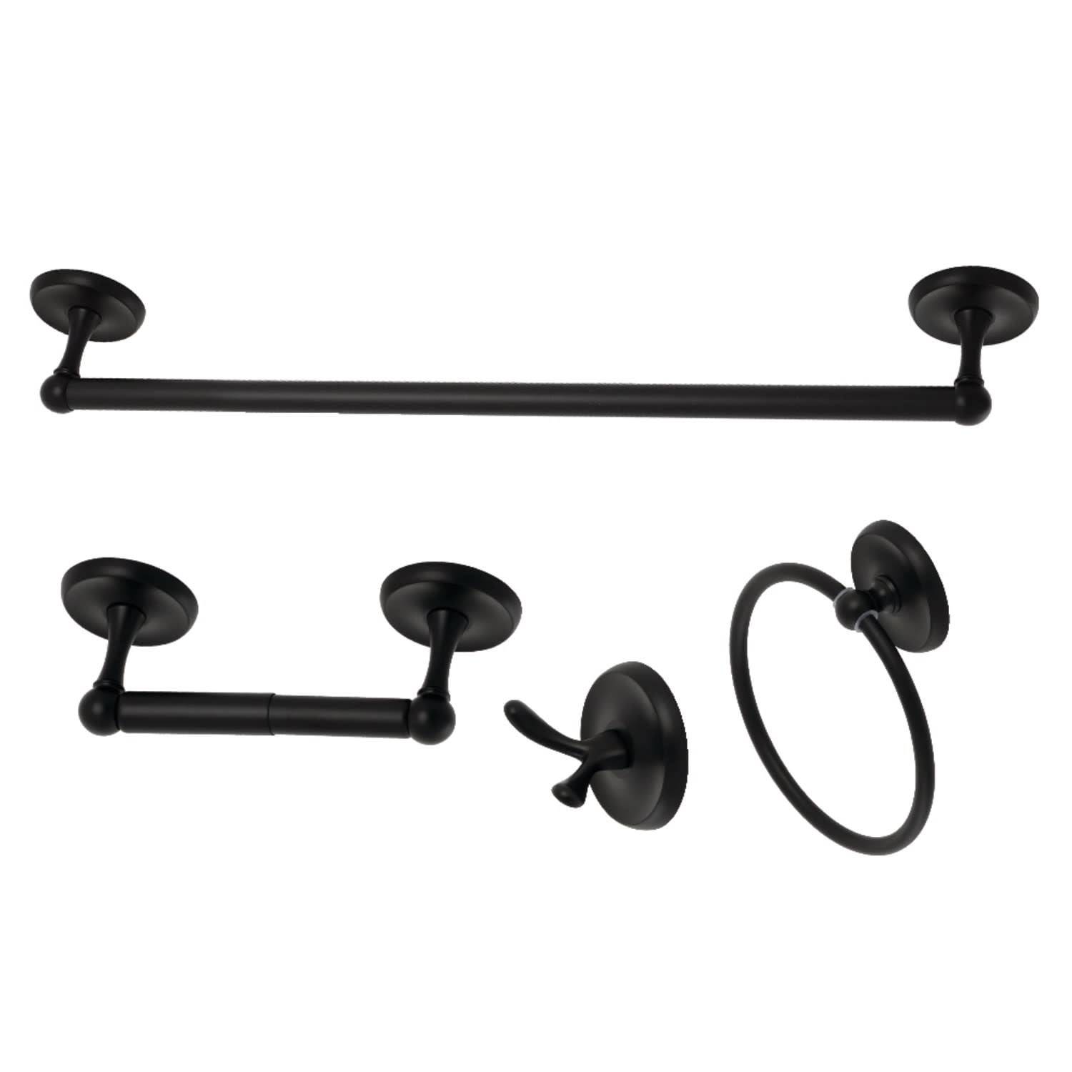 Matte Black Victorian 4-Piece Metal Bathroom Hardware Set