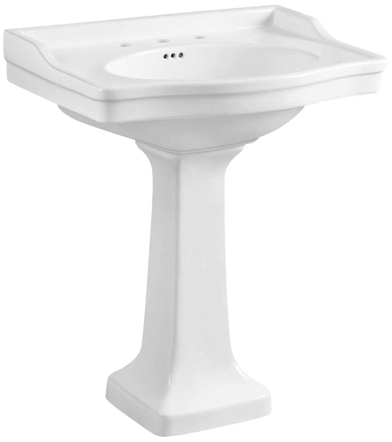 Kingston Brass VPB3308 Imperial 29-15/16" Ceramic Wall Mount Pedestal Sink (8-Inch, 3-Hole), White
