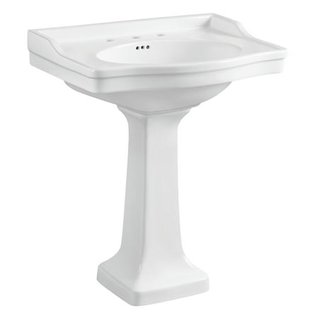 Kingston Brass VPB3308 Imperial 29-15/16" Ceramic Wall Mount Pedestal Sink (8-Inch, 3-Hole), White