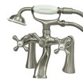 thumbnail image 1 of Kingston Brass KS268SN Kingston 7" Center Deck-Mount Clawfoot Tub Faucet with Hand Shower, Brushed Nickel, 1 of 8