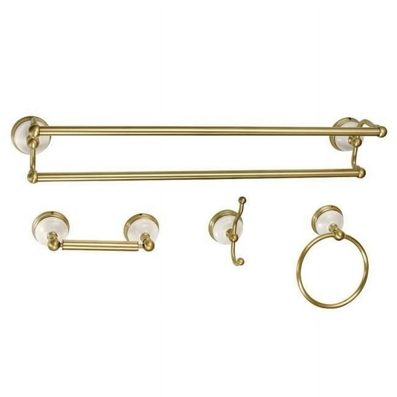 Kingston Brass BAK1113478BB Victorian Dual Towel Bar Bathroom Hardware Set, Brushed Brass - 4 Piece