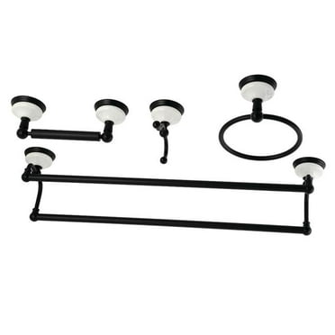 Kingston Brass BAK1113478MB Victorian Dual Towel Bar Bathroom Hardware Set, Matte Black - 4 Pieces