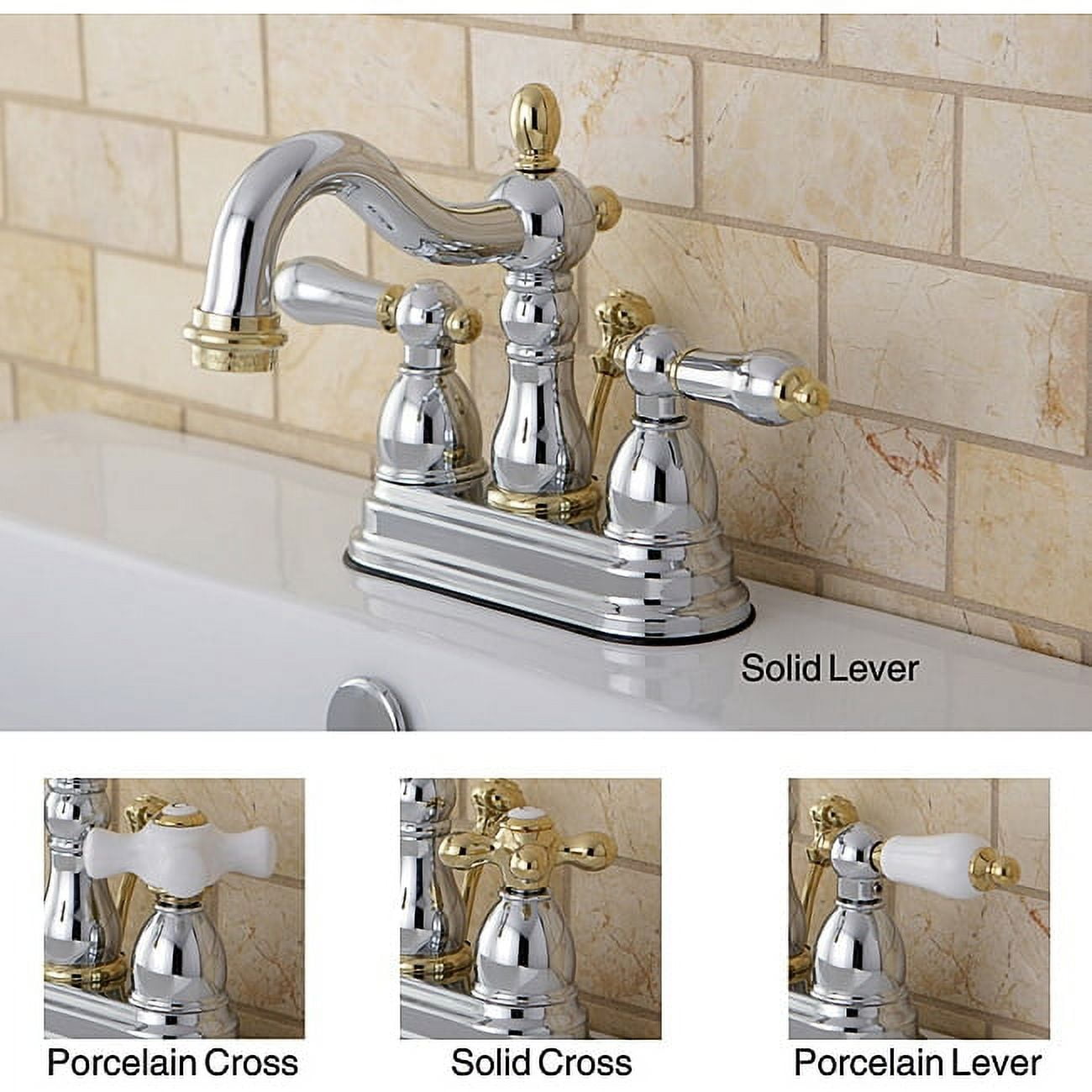 Kingston Brass Victorian High Spout Chrome/ Polished Brass Bathroom