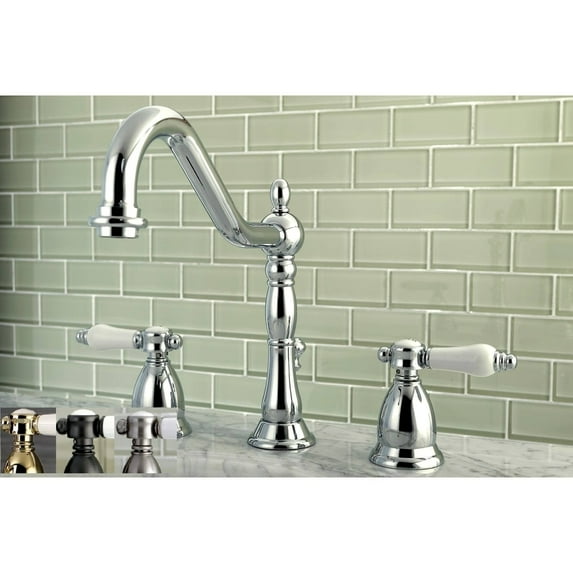 Kingston Brass Victorian Porcelain Widespread Bathroom Faucet Polished chrome Chrome Finish