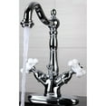 thumbnail image 1 of Kingston Brass  Victorian Single-hole Chrome Bathroom Faucet Porcelain Handles, 1 of 2