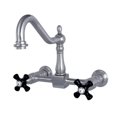 thumbnail image 1 of Kingston Brass  Victorian Wall Mount Centerset Kitchen Faucet - Satin Nickel - 8 in., 1 of 1