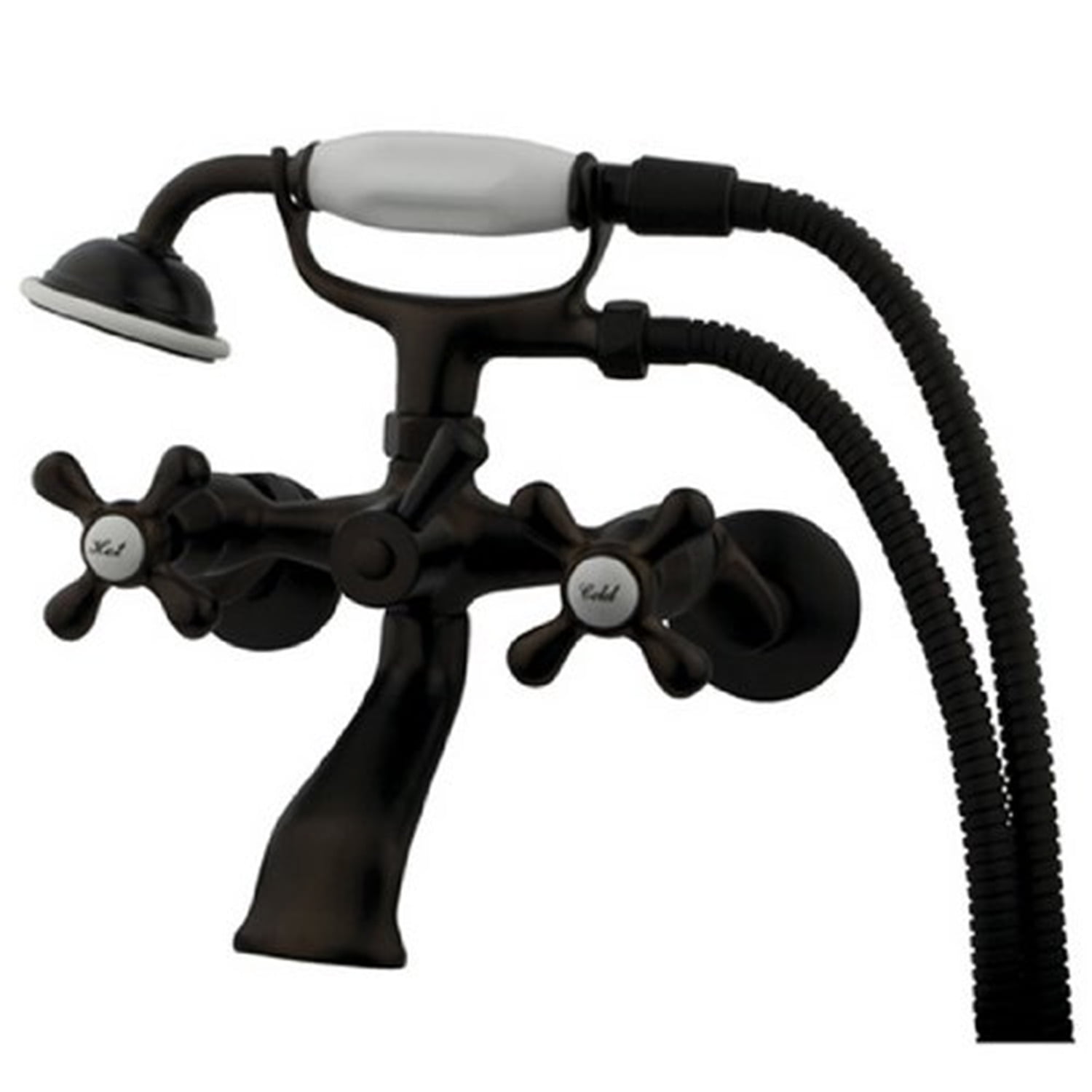 Victorian Oil Rubbed Bronze Wall Mount Clawfoot Tub Faucet with Hand Shower