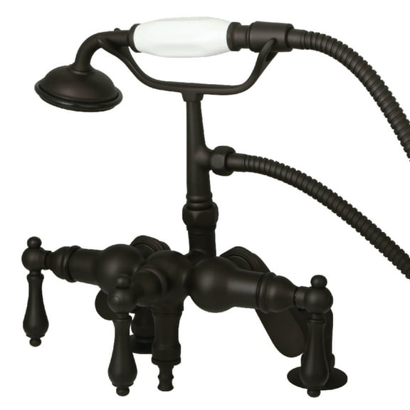 Kingston Brass CC619T5 Vintage 3-3/8" Adjustable Center Deck-Mount Clawfoot Tub Faucet with Hand Shower, Oil Rubbed Bronze