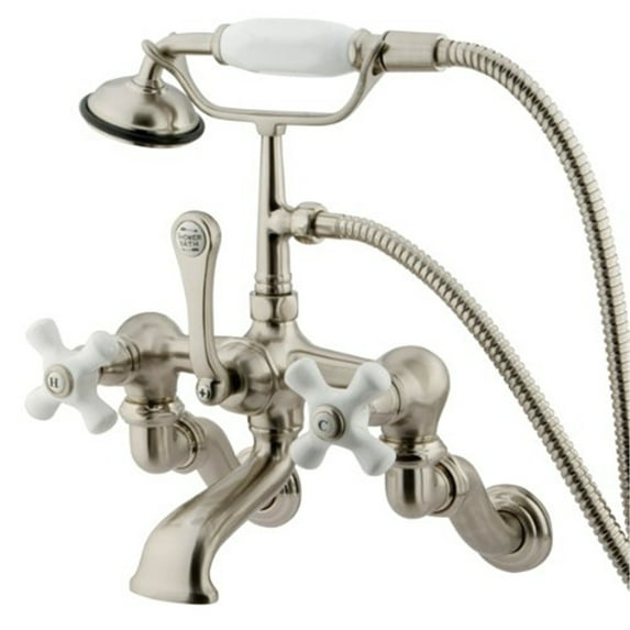 Kingston Brass Vintage Adjustable 3-3/8" - 10" Center Wall Mount Clawfoot Tub Filler with Hand Shower