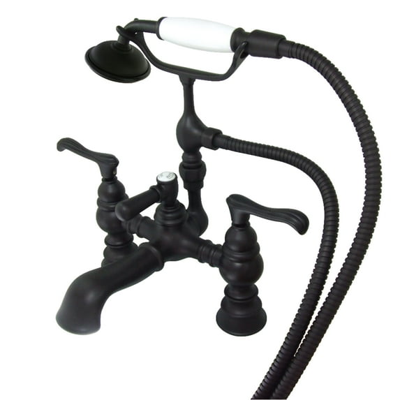 Kingston Brass CC1152T5 Vintage 7" Center Deck-Mount Clawfoot Tub Faucet with Hand Shower, Oil Rubbed Bronze