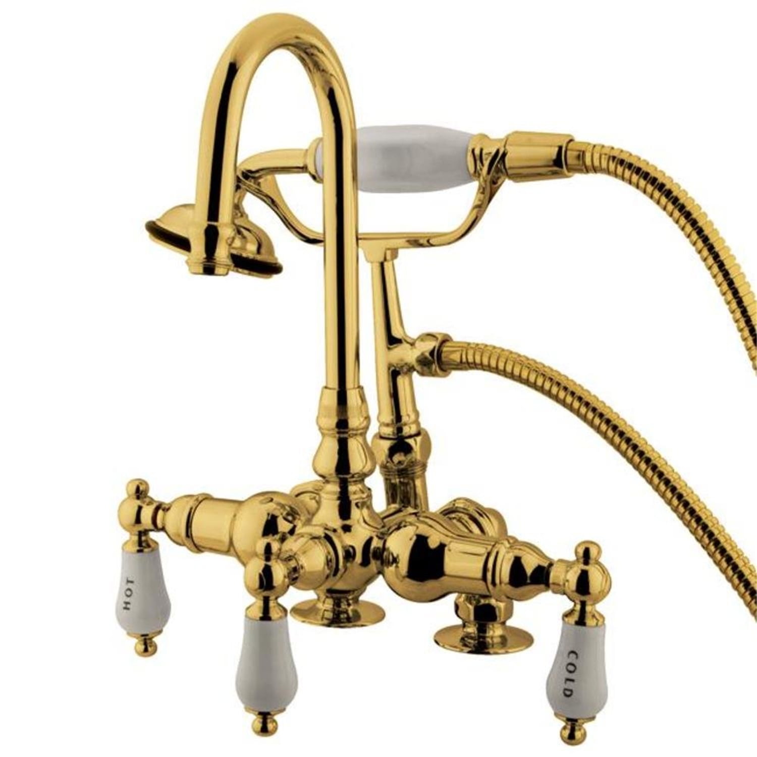 Polished Brass Vintage Clawfoot Tub Faucet with Hand Shower